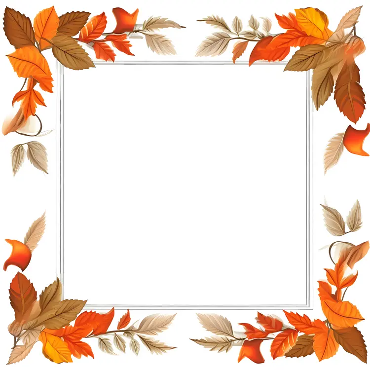 Square Frame with Autumn Leaves