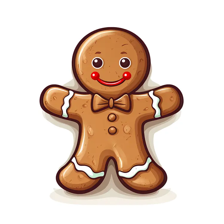 Smiling Gingerbread Man with Bow Tie