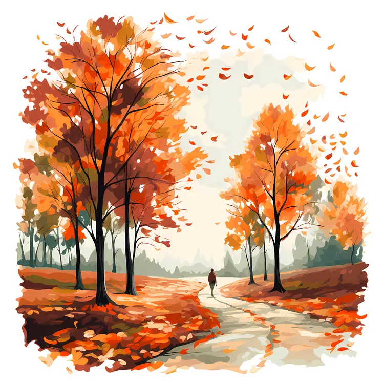 Person Walking in Autumn Park