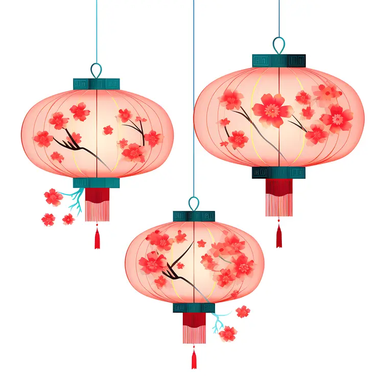 Set of Red Lanterns for Chinese New Year