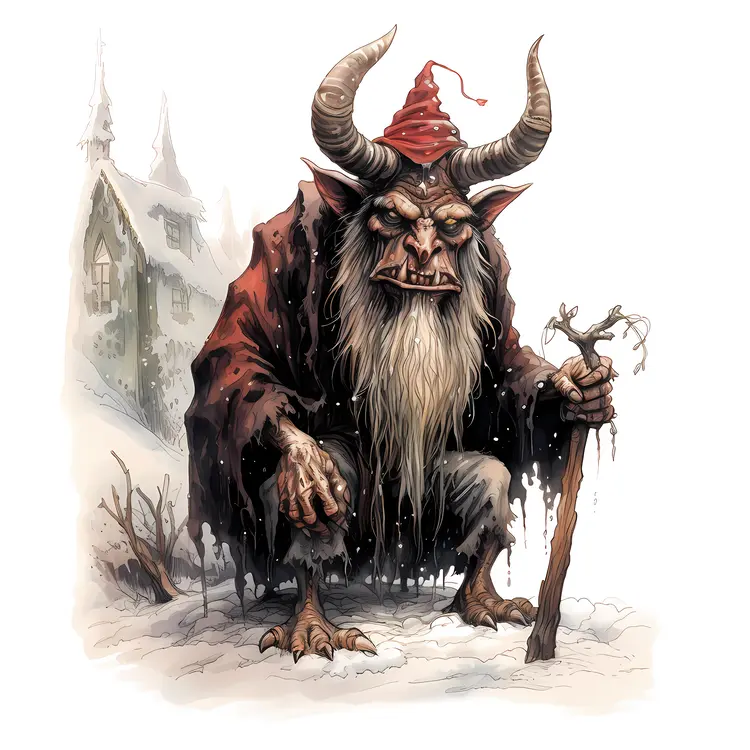 Horned Demon in Snowy Setting