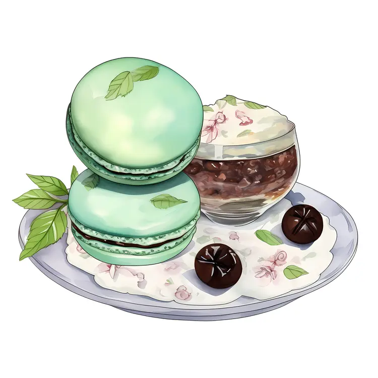 Mint macarons with cream