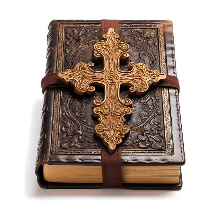 Ornate Decorative Book with Golden Cross