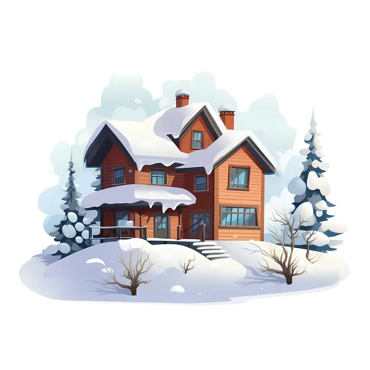 Snowy Winter House