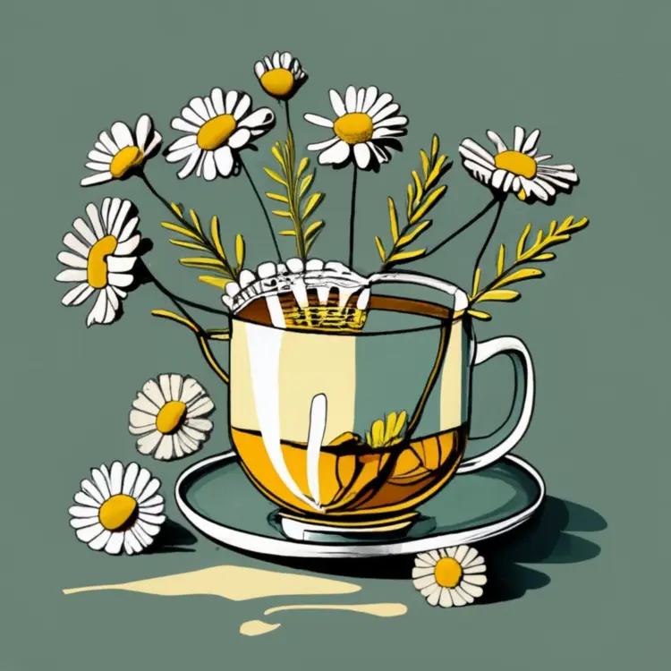 Chamomile Tea in a Cup with Flowers