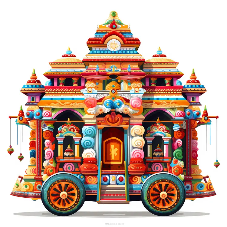 Colorful Temple Chariot Illustration