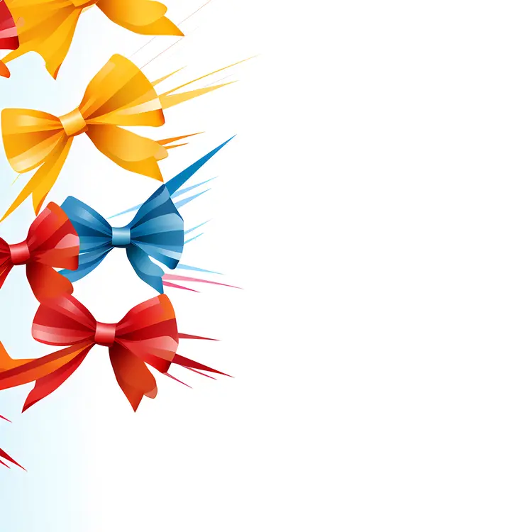 Colorful Decorative Bows on White Background
