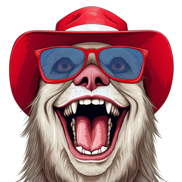 Funny Sloth with Red Hat and Sunglasses