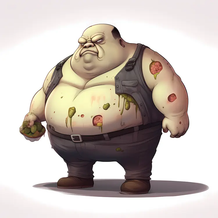 Dirty Fat Man Cartoon Character