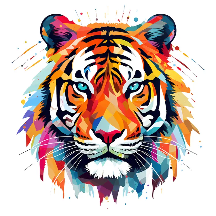 Colorful Abstract Tiger Head