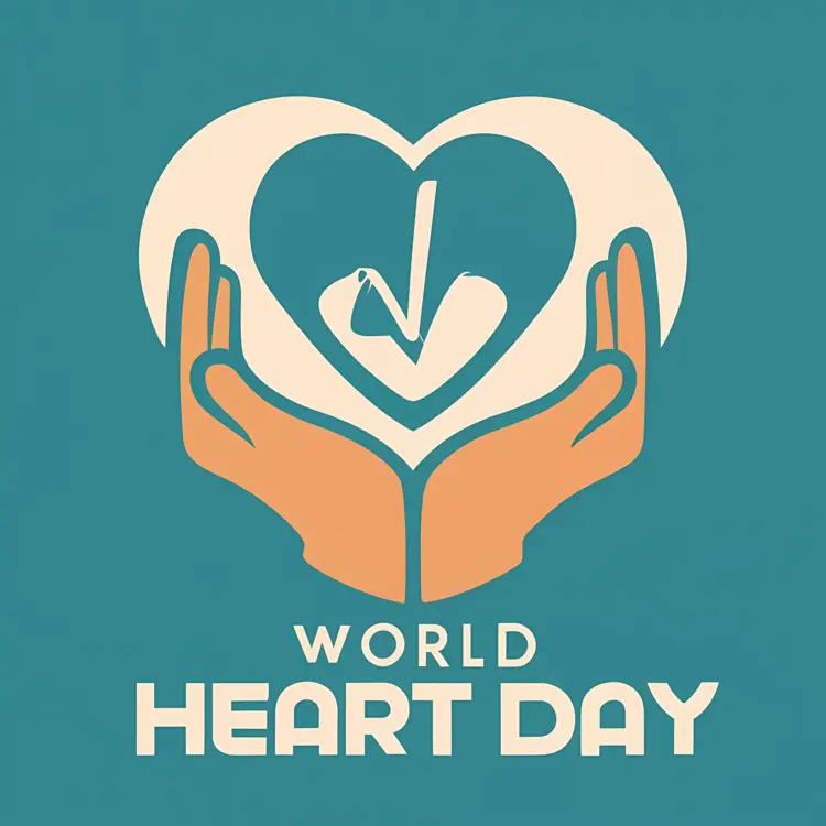 Hands Holding Heart with Checkmark for World Heart Day