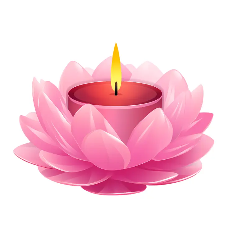 Pink Lotus Candle with Flame