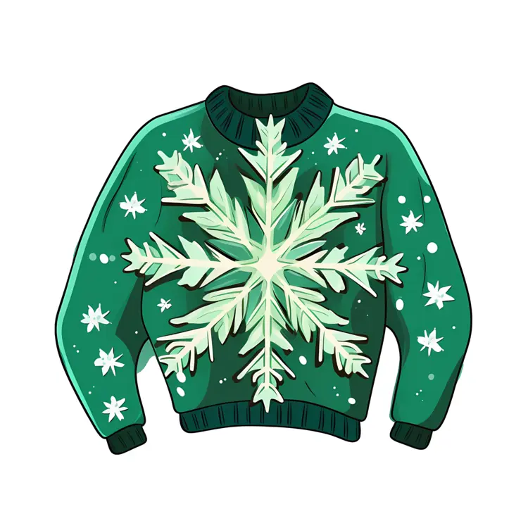 Green Sweater with Snowflake Design