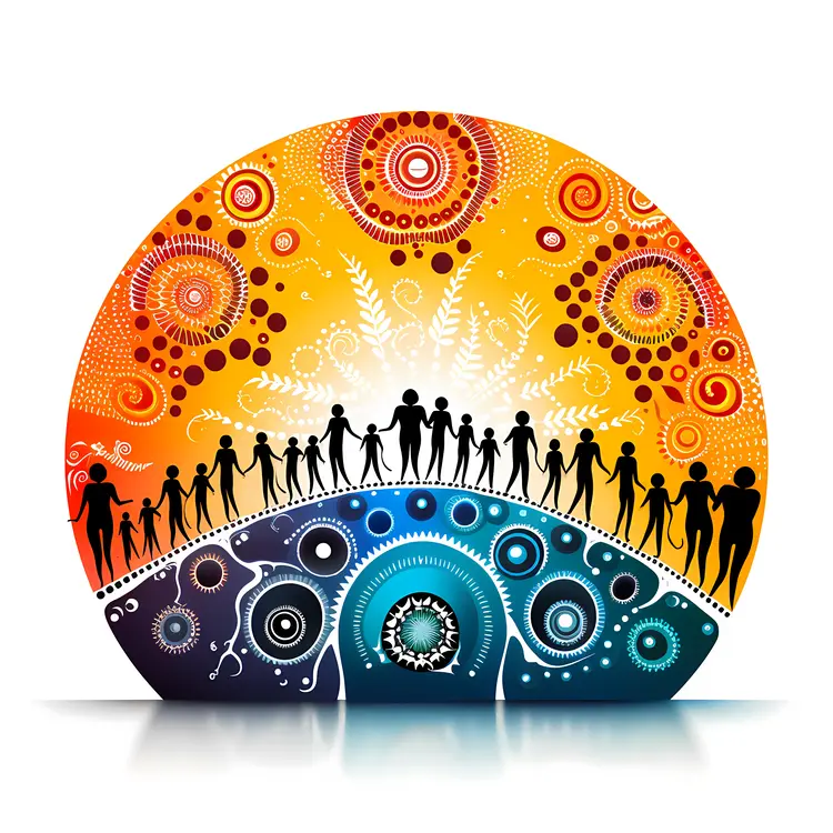 Family Silhouette on Colorful Background