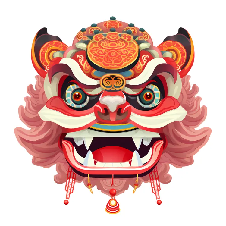 Pink Traditional Lion Mask