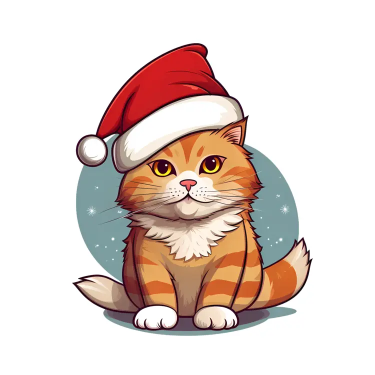 Adorable Cat Wearing a Santa Hat for Christmas