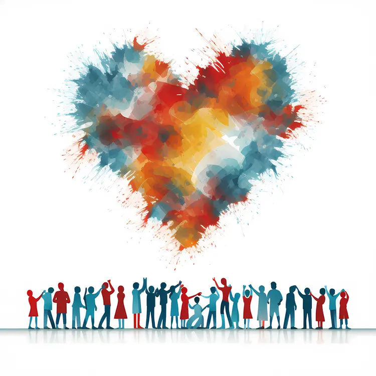 Colorful Heart with People