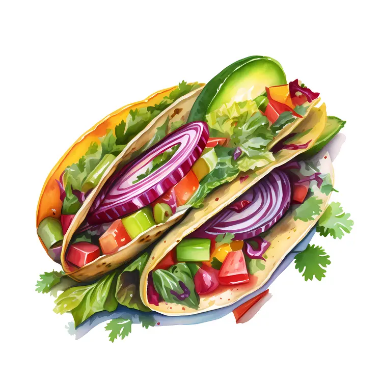 Delicious Colorful Tacos with Fresh Vegetables