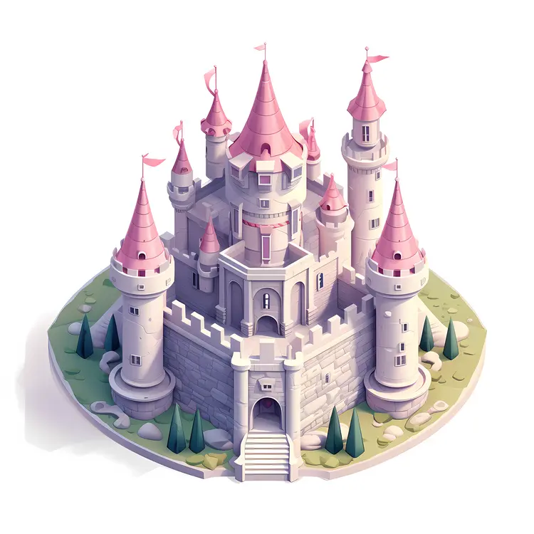 Pink and Grey Fairy Tale Castle