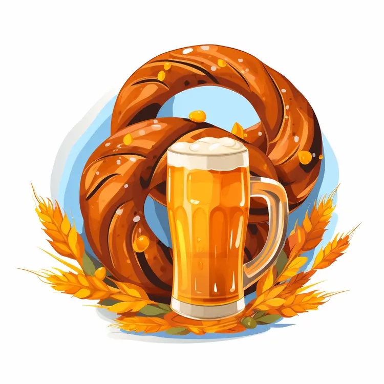 Beer and Pretzel Illustration for Oktoberfest Celebration