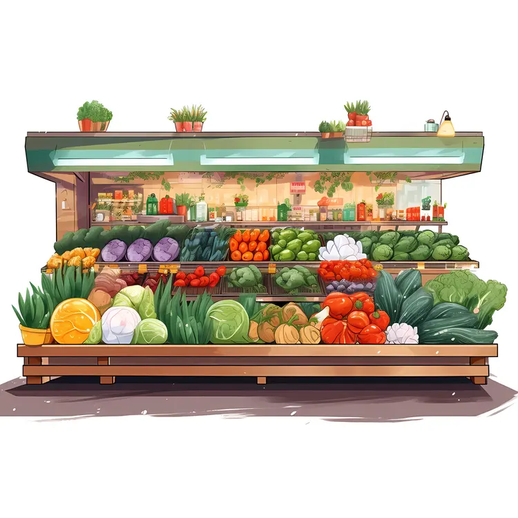 Organic Vegetable Display at Grocery Store