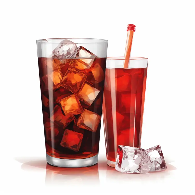Refreshing Iced Drink with Straw and Ice Cubes