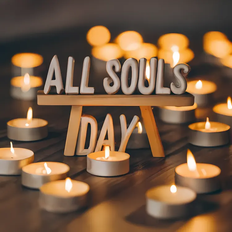 All Souls' Day with Candles and Sign