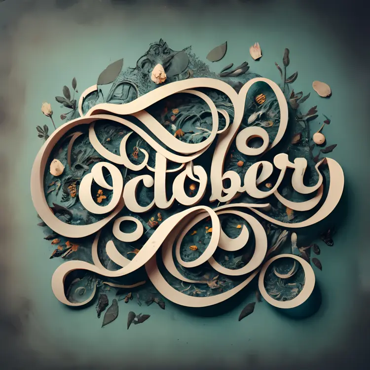 Intricate October Typography with Leaves