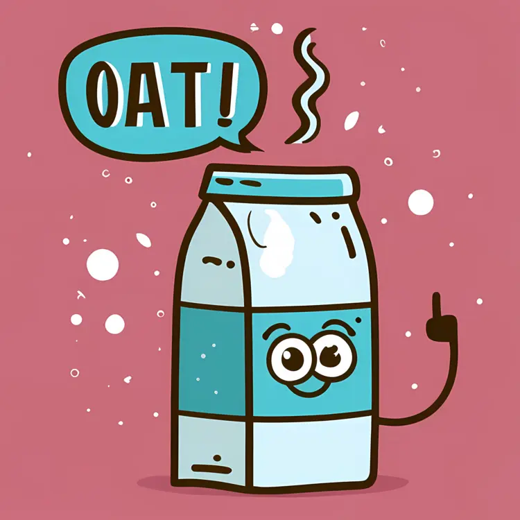 Cute Oat Milk Cartoon with Speech Bubble