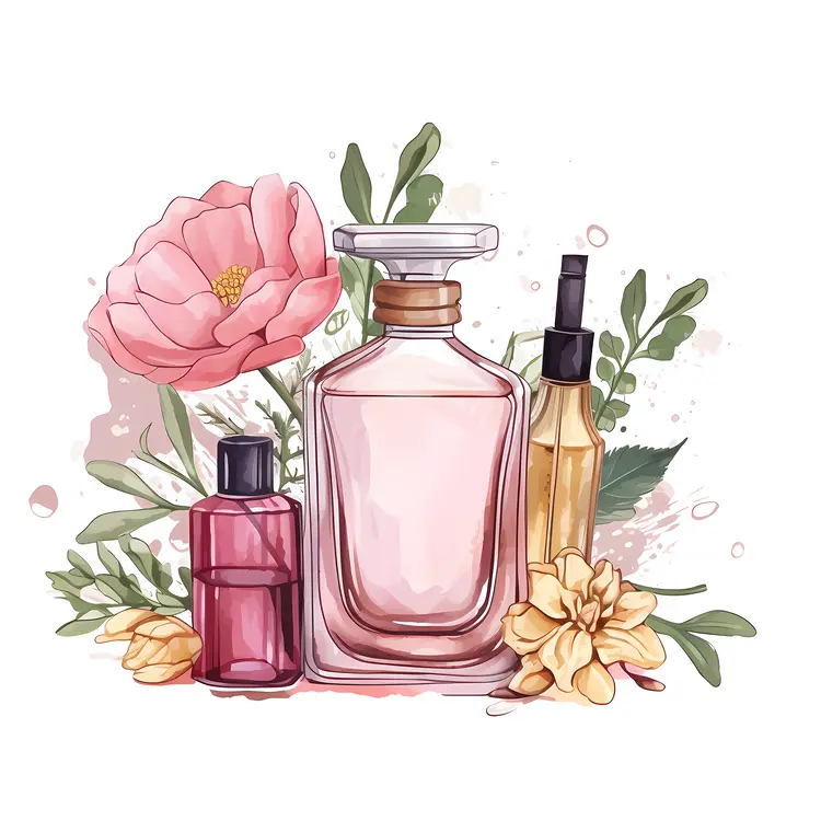 Perfume Bottles with Floral Arrangement