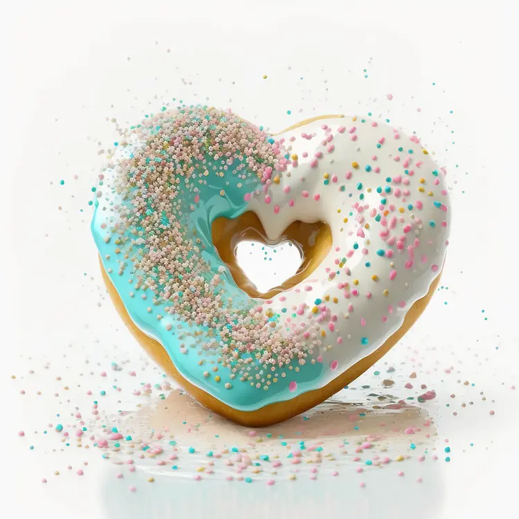 Heart-shaped Donut with Sprinkles for Valentine's Day