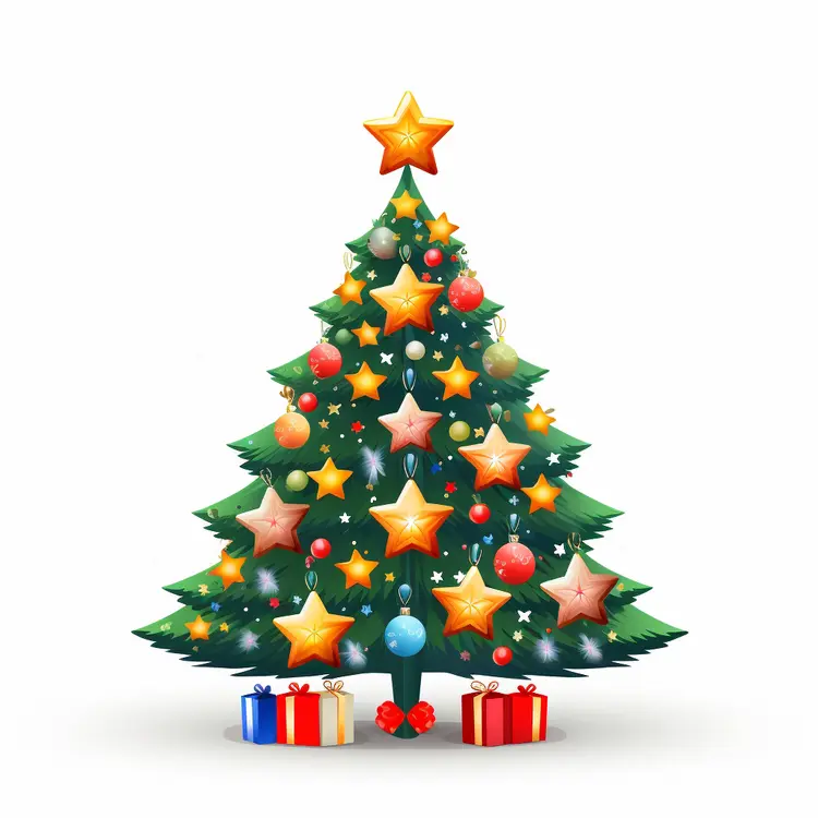 Christmas Tree with Star and Presents