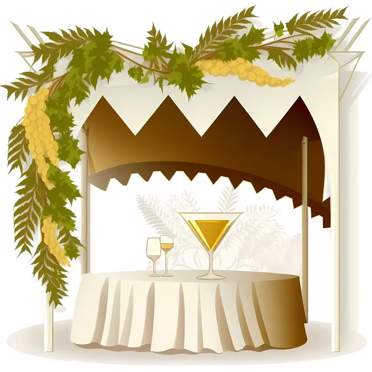 Decorated Tent with Wine Glasses