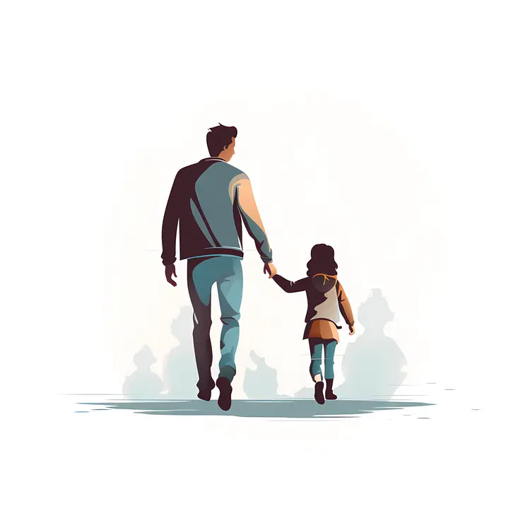 Father and Daughter Walking Together