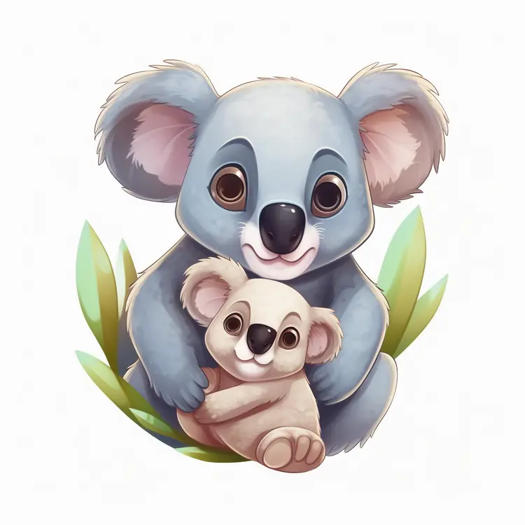 Cute Cartoon Koala with Baby