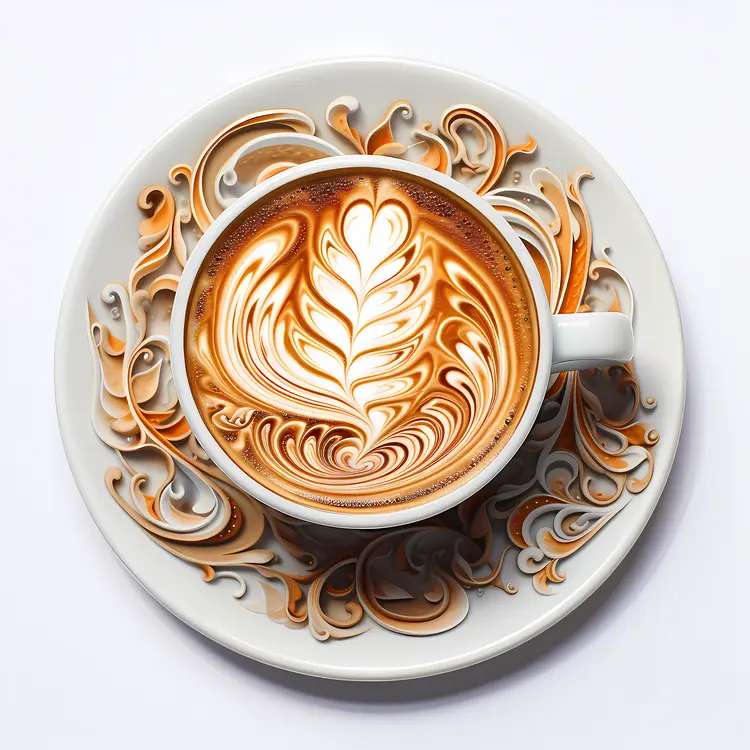 Intricate Latte Art Coffee in a Cup
