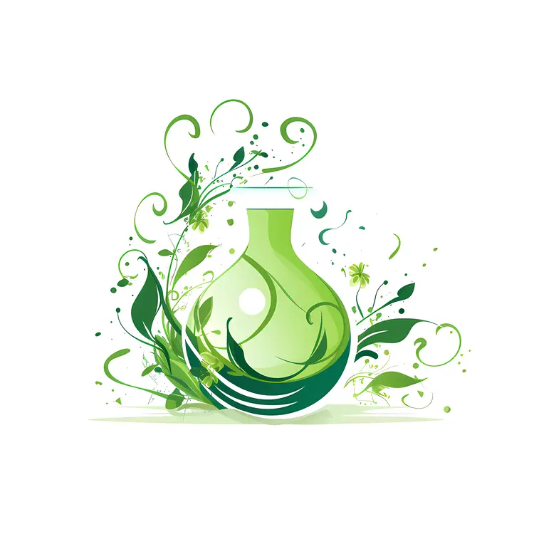 Green Bottle with Nature Elements