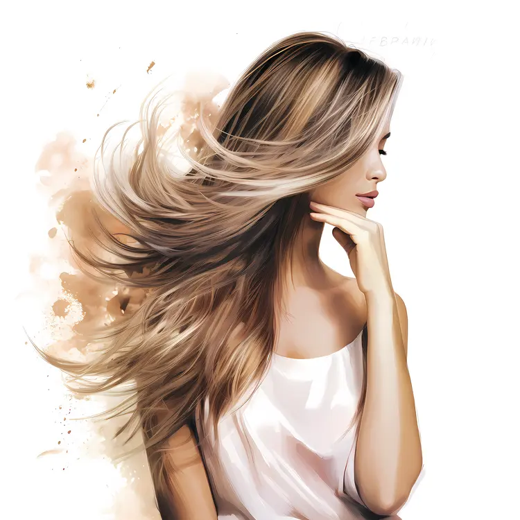 Artistic Portrait of a Woman with Flowing Hair
