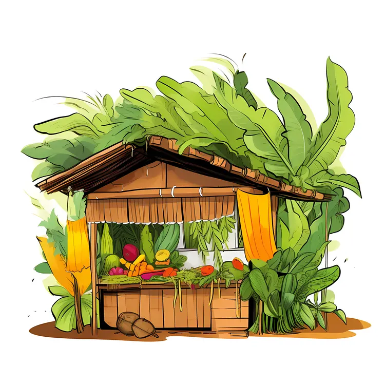 Tropical Fruit Stand with Fresh Produce
