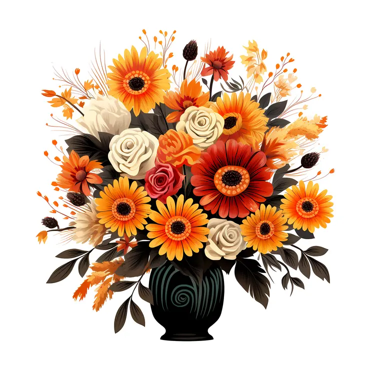 Colorful Flower Bouquet in Vase