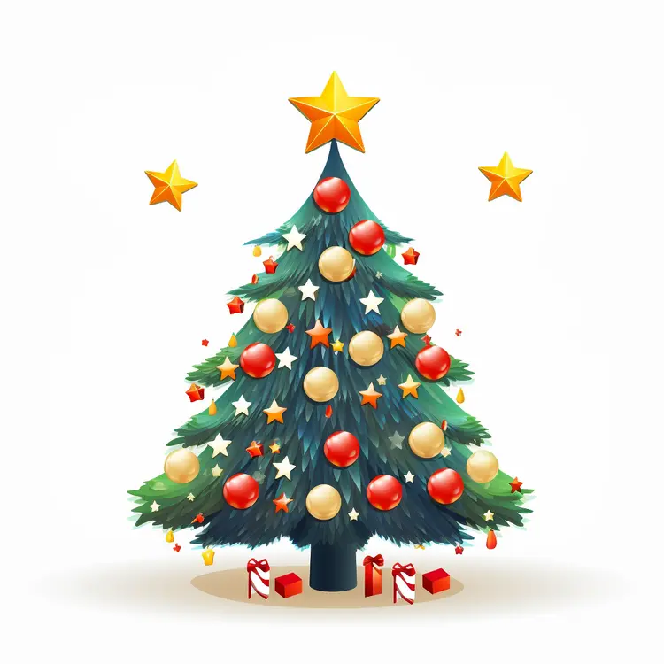 Christmas Tree with Stars and Ornaments