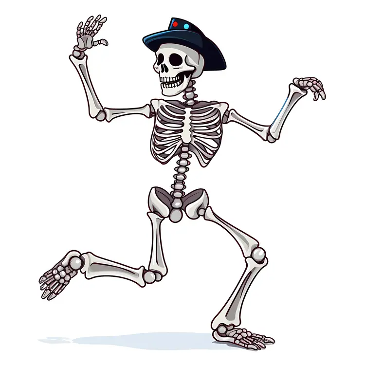 Running Skeleton with Blue Hat