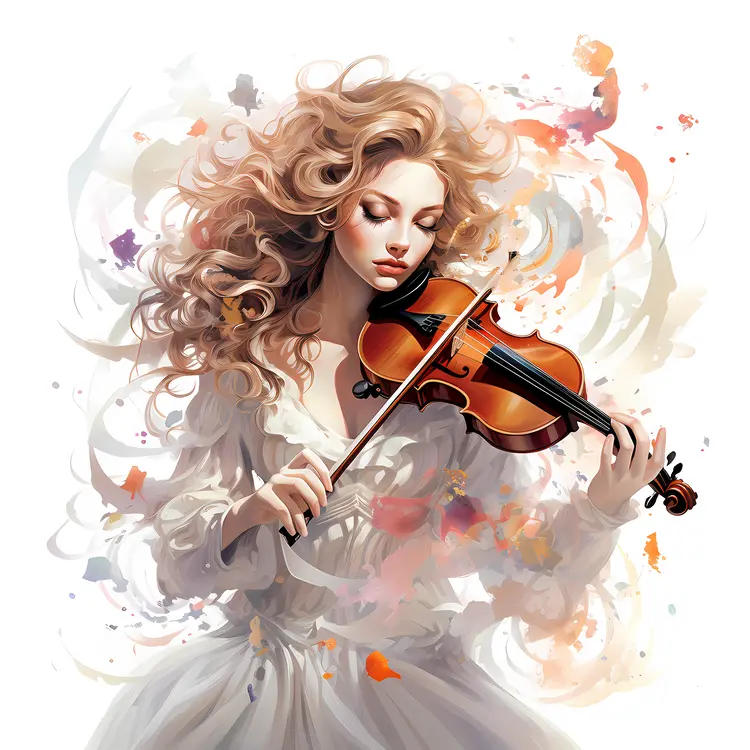 Elegant Woman Playing Violin