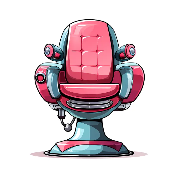 Red and Blue Barber Chair Illustration