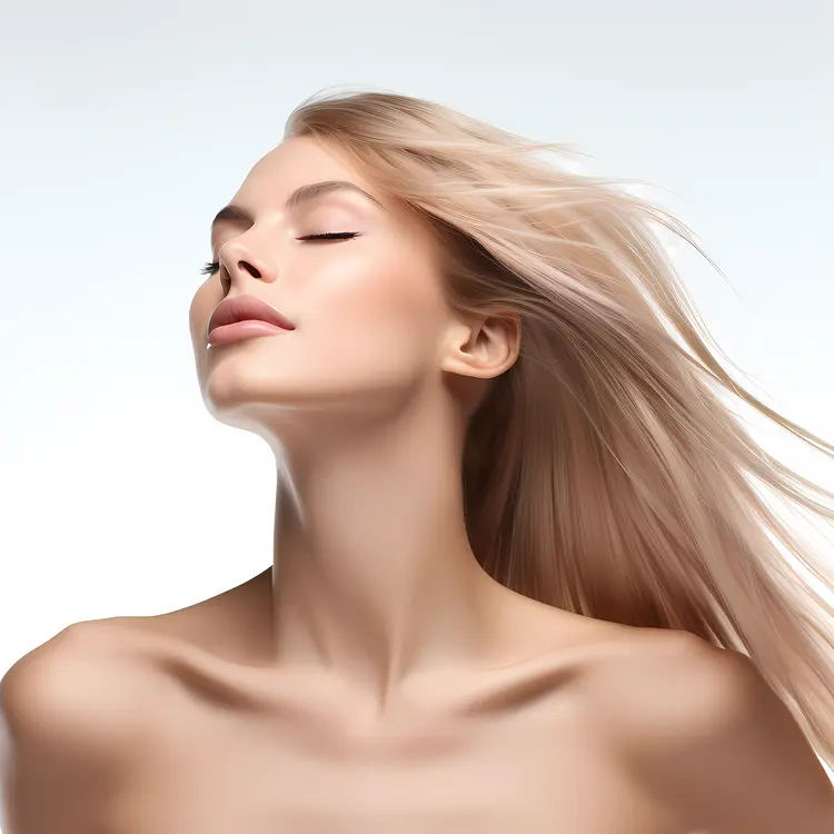 Serene Blonde Woman with Closed Eyes
