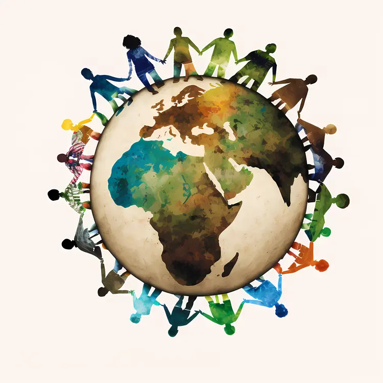 People Holding Hands Around Earth