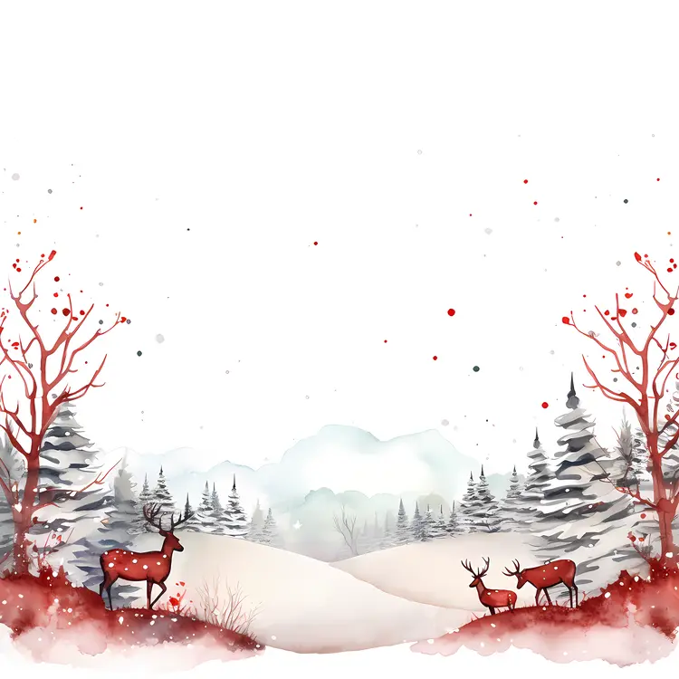 Winter Landscape with Deer