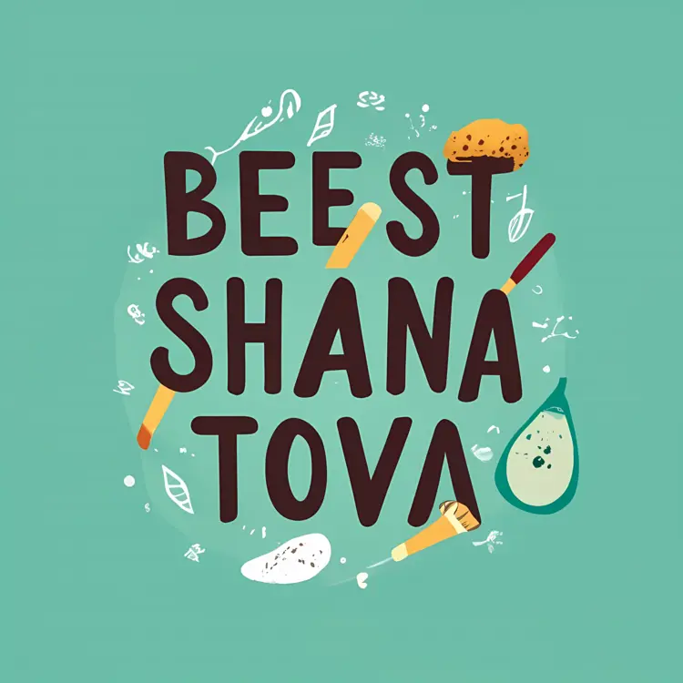 Beest Shana Tova Text with Decorations