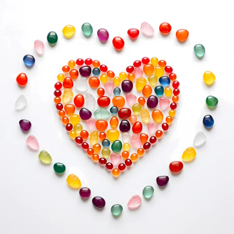 Heart Shape Made of Colorful Jelly Beans