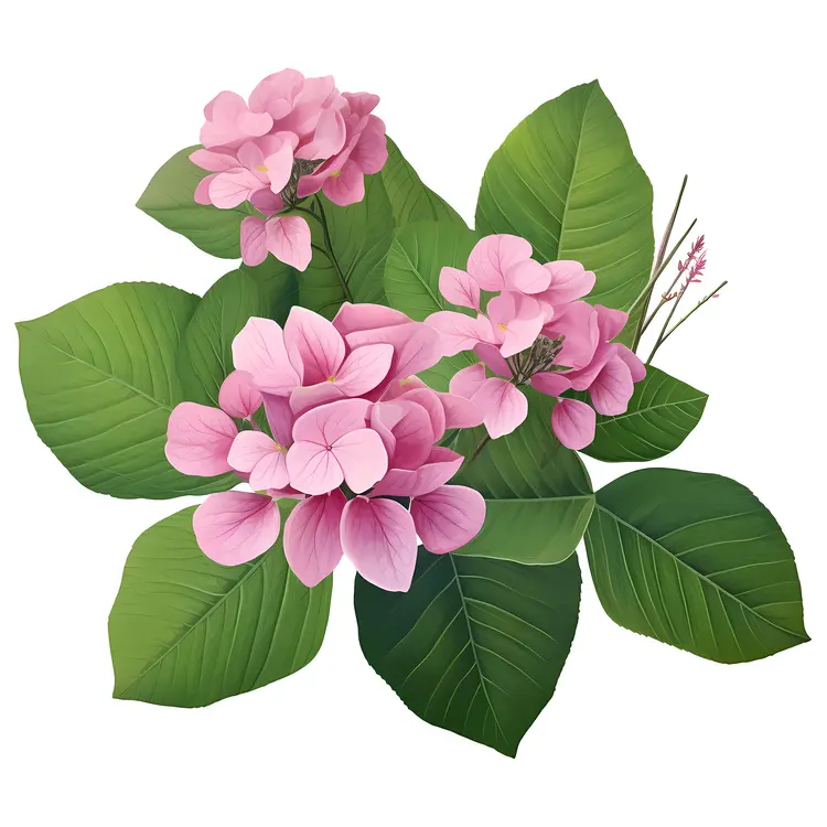 Lovely Pink Flowers with Green Leaves